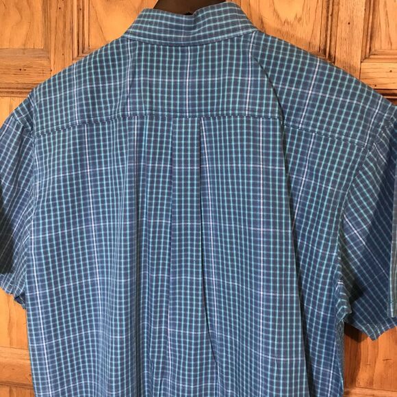 Panhandle Rough Stock Shirt Mens L Blue Plaid SS 100% Cotton Button Down Pocket - Picture 8 of 12